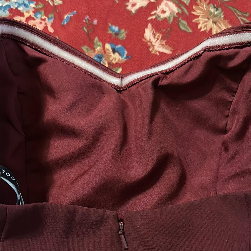 Elegant Strapless Burgundy Dress - Picture 9 of 10